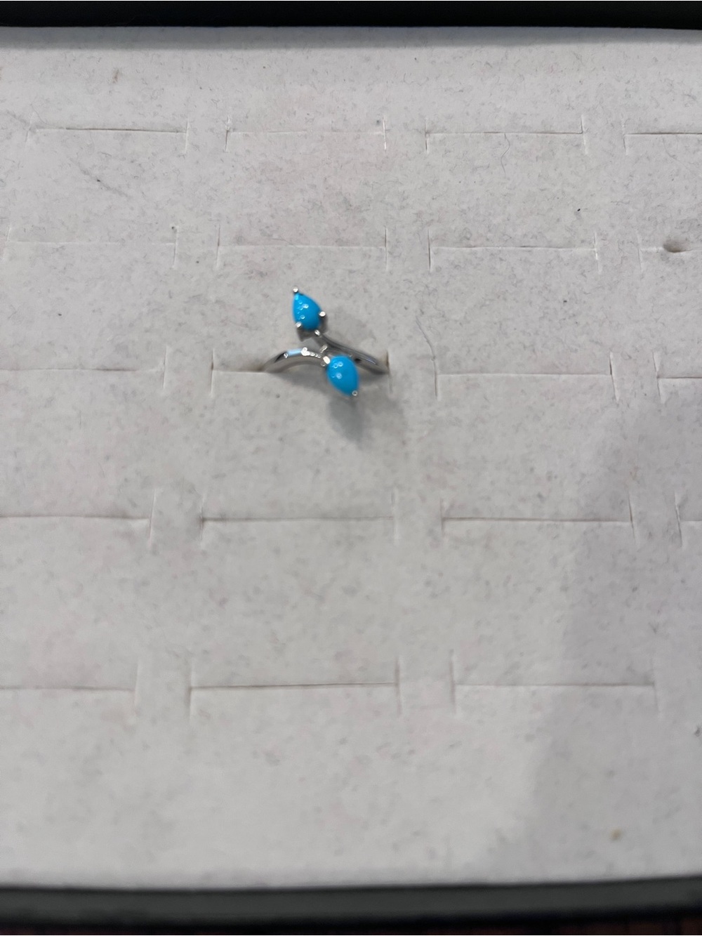 Sterling Silver Ring with Bright Turquoise Teardrop Stones
